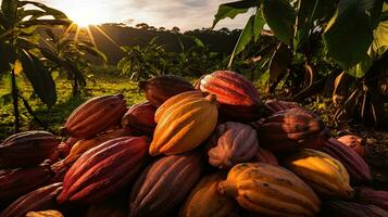 ai generado retrato cacao Fruta con ligero exposición ai generativo foto