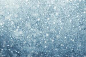 Winter frosty patterns and snow. Christmas background photo