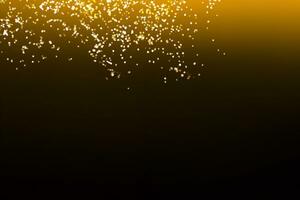 Abstract background. Golden rays of light with luminous magical dust. Glow in the dark. Flying particles of light. photo