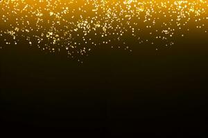 Abstract background. Golden rays of light with luminous magical dust. Glow in the dark. Flying particles of light. photo