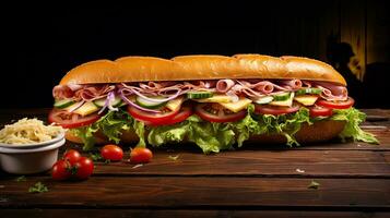 AI generated Submarine sandwich on the table AI Generative photo