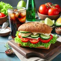 AI generated Delicious vegan sandwich on the table AI Generative photo