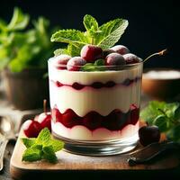 AI generated Smoothie dessert with chocolate topping AI Generative photo