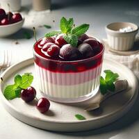 AI generated Smoothie cherry pudding with light exposure AI Generative photo