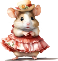 AI generated A cute Hamster in Flamenco dresses. png