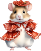 ai gegenereerd een schattig hamster in flamingo jurken. png