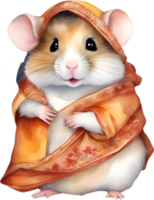 ai généré une mignonne hamster dans le sari. png