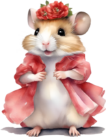 AI generated A cute Hamster in Flamenco dresses. png