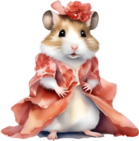 AI generated A cute Hamster in Flamenco dresses. png