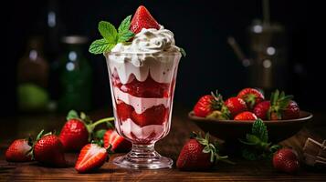 ai generado zalamero frutas postre en el mesa ai generativo foto