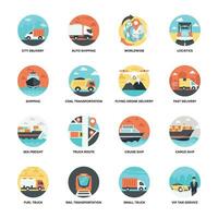 Flat Icons Set of Transportation vector