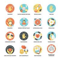 Flat Icon Set of Astrological, Numerological and Palmistry vector