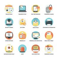 Online Protection Flat Vector Icons Set