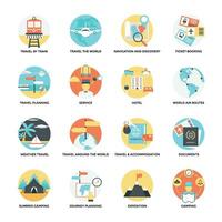 Flat Icon Set of Outdoor Camping vector