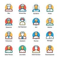 Professional Persons Flat Vector Icons Set