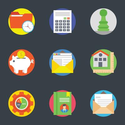 Flat Vector Icons of Business Affairs