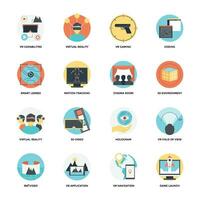 Virtual Reality Flat Vector Icons Set