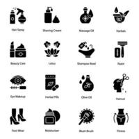 Parlour and Salon Glyph Icons Pack vector