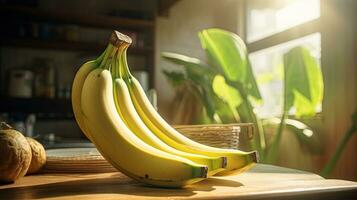 AI generated Portrait banana on the table with light exposure AI Generative photo