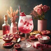AI generated Delicious pomegranate juice with light exposure AI Generative photo
