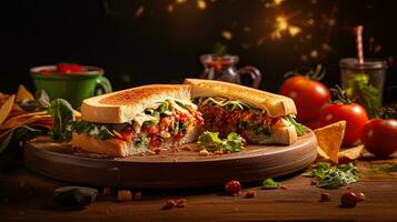 AI generated Delicious sandwich on the table AI Generative photo