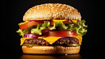 ai generado delicioso dan jugoso carne de vaca hamburguesa ai generativo foto