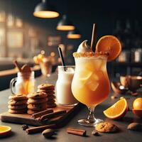 AI generated Orange juice with cookies AI Generative photo