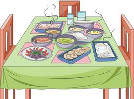 Food on a table vector illustration