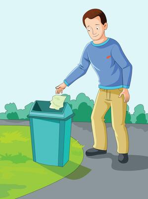 Man throwing garbage in a dustbin