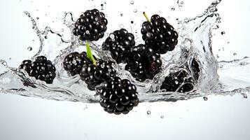 AI generated Portrait fresh black berry with water splash AI Generative photo