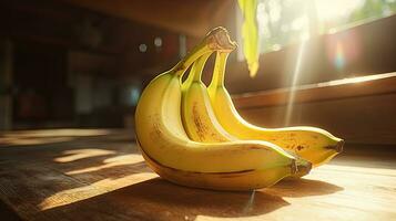 AI generated Portrait banana on the table with light exposure AI Generative photo