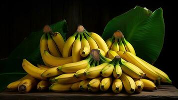 ai generado dulce plátano en el mesa ai generativo foto