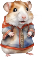 ai gerado uma fofa hamster dentro sami roupas. png