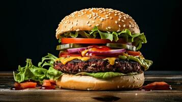 AI generated Delicious beef burger with melted cheese AI Generative photo
