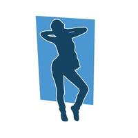 Silhouette of a female dancer in action pose. Silhouette of a slim woman in dancing pose. vector