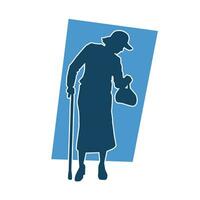 Silhouette of an old woman in pose. Silhouette of an elder female in pose. vector