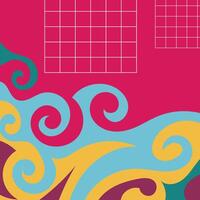 Abstract square background with swirly curves texture ornaments. vector