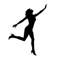 Silhouette of a female dancer in action pose. Silhouette of a slim woman in dancing pose. vector