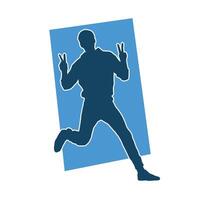 Silhouette of a male dancer in action pose. Silhouette of a slim man in dancing pose. vector