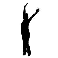 Silhouette of woman rising arms. Silhouette of a female lifting hands. vector