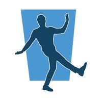 Silhouette of a male dancer in action pose. Silhouette of a slim man in dancing pose. vector