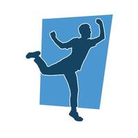 Silhouette of a male dancer in action pose. Silhouette of a slim man in dancing pose. vector