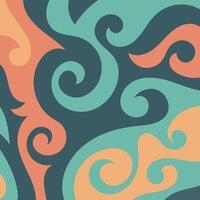 Abstract square background with swirly curves texture ornaments. vector