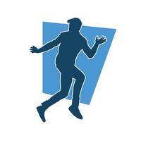 Silhouette of a male dancer in action pose. Silhouette of a slim man in dancing pose. vector