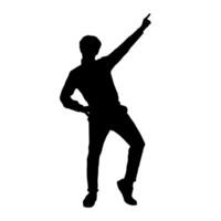 Silhouette of a male dancer in action pose. Silhouette of a slim man in dancing pose. vector