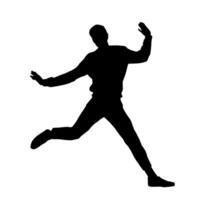 Silhouette of a male dancer in action pose. Silhouette of a slim man in dancing pose. vector