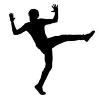 silueta de un masculino bailarín en acción pose. silueta de un Delgado hombre en bailando pose. vector