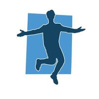 Silhouette of a male dancer in action pose. Silhouette of a slim man in dancing pose. vector