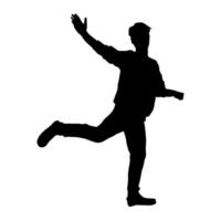 Silhouette of a male dancer in action pose. Silhouette of a slim man in dancing pose. vector