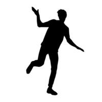 Silhouette of a male dancer in action pose. Silhouette of a slim man in dancing pose. vector